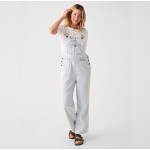Faherty Denim Topsail Railroad Classic Stripe Overalls Women's Size L